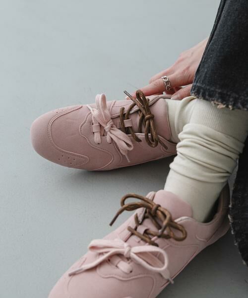 SENSE OF PLACE by URBAN RESEARCH / センスオブプレイス バイ アーバンリサーチ スニーカー | ツインコードフラットスニーカー（ピンク）
