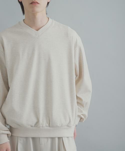 SENSE OF PLACE by URBAN RESEARCH / センスオブプレイス バイ アーバンリサーチ Tシャツ | ライトカットメルトンVネックプルオーバー（アイボリー）