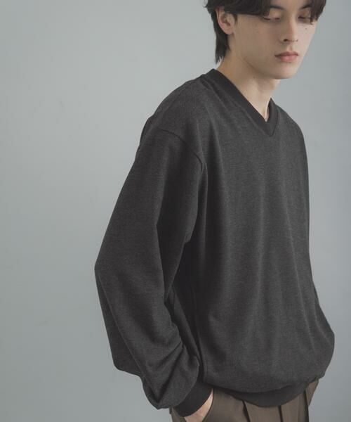 SENSE OF PLACE by URBAN RESEARCH / センスオブプレイス バイ アーバンリサーチ Tシャツ | ライトカットメルトンVネックプルオーバー（ブラック）