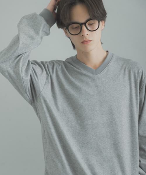 SENSE OF PLACE by URBAN RESEARCH / センスオブプレイス バイ アーバンリサーチ Tシャツ | ライトカットメルトンVネックプルオーバー（グレー）