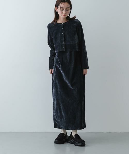 SENSE OF PLACE by URBAN RESEARCH / センスオブプレイス バイ アーバンリサーチ ワンピース | 2Pベロアアンサンブルワンピース（ネイビー）