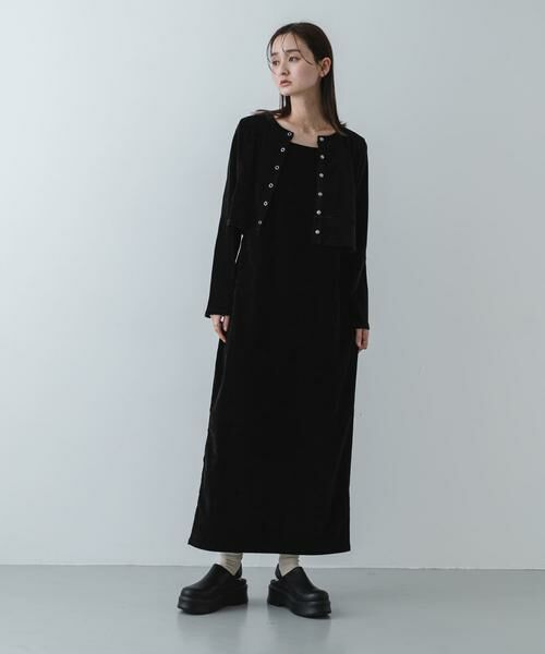 SENSE OF PLACE by URBAN RESEARCH / センスオブプレイス バイ アーバンリサーチ ワンピース | 2Pベロアアンサンブルワンピース（ブラック）