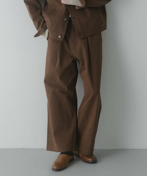 SENSE OF PLACE by URBAN RESEARCH / センスオブプレイス バイ アーバンリサーチ その他パンツ | コットンツイルタックワイドパンツ（ブラウン）