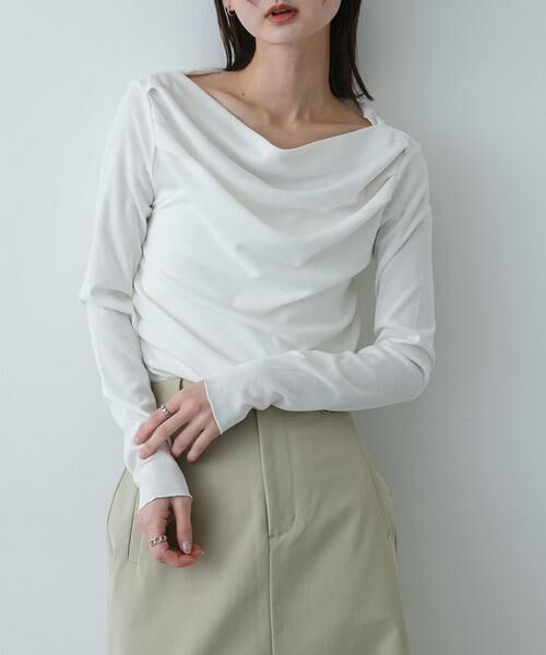 SENSE OF PLACE by URBAN RESEARCH / センスオブプレイス バイ アーバンリサーチ Tシャツ | シアードレープリブトップ（オフホワイト）