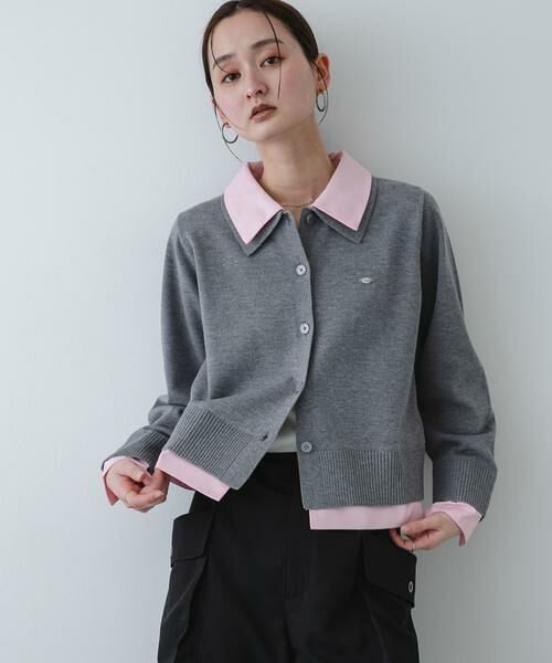 SENSE OF PLACE by URBAN RESEARCH / センスオブプレイス バイ アーバンリサーチ ニット・セーター | 『洗濯可』プレートツキシャツドッキングニットカーディガン（グレー）