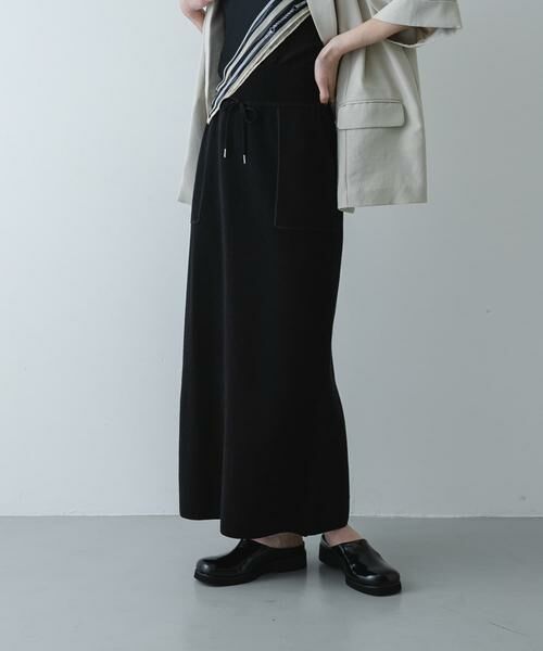 SENSE OF PLACE by URBAN RESEARCH / センスオブプレイス バイ アーバンリサーチ スカート | 『洗濯可』スウェットライクニットスカート（ブラック）
