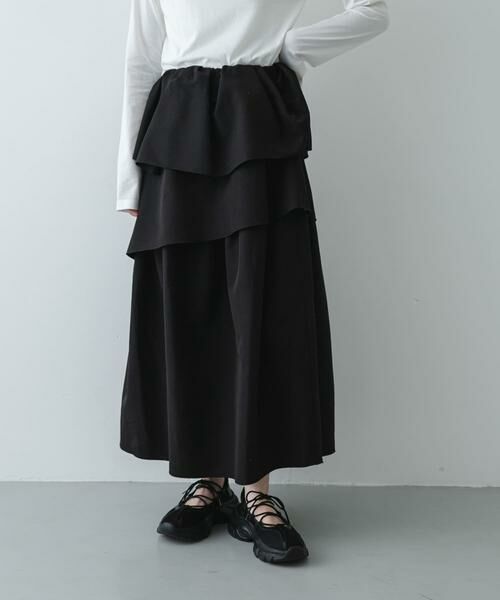SENSE OF PLACE by URBAN RESEARCH / センスオブプレイス バイ アーバンリサーチ スカート | タックボリュームティアードスカート（ブラック）