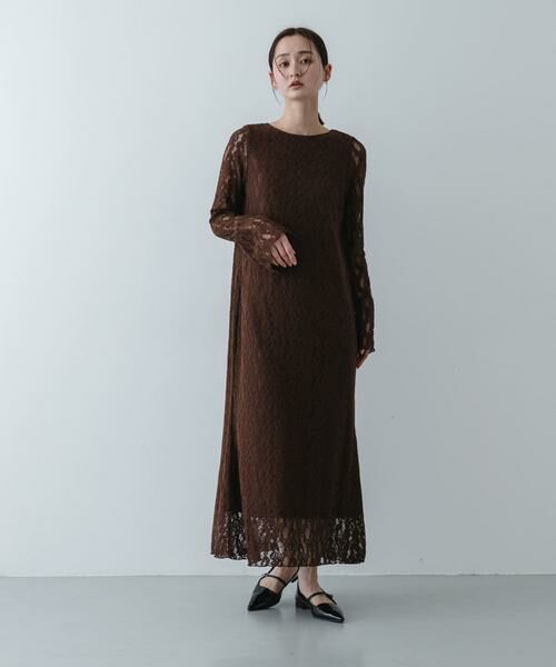 SENSE OF PLACE by URBAN RESEARCH / センスオブプレイス バイ アーバンリサーチ ワンピース | レースフレアーワンピース（ブラウン）