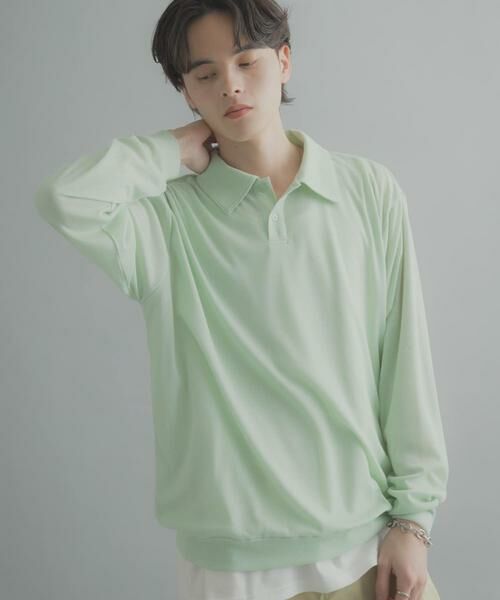 SENSE OF PLACE by URBAN RESEARCH / センスオブプレイス バイ アーバンリサーチ ポロシャツ | シアーロングスリーブポロシャツ（ミント）