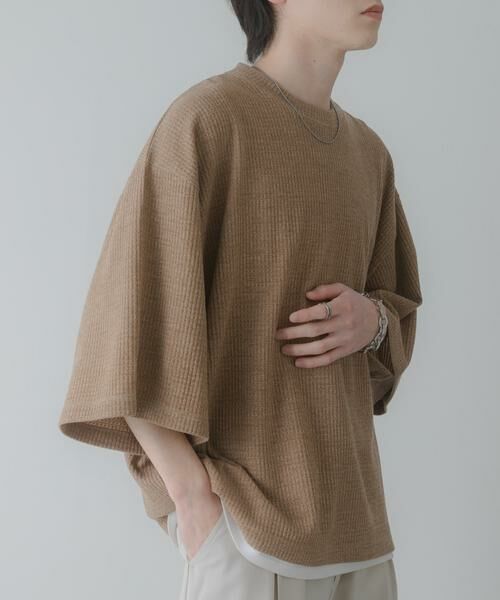 SENSE OF PLACE by URBAN RESEARCH / センスオブプレイス バイ アーバンリサーチ Tシャツ | ソフトワッフルエクストラルーズTシャツ（ベージュ）