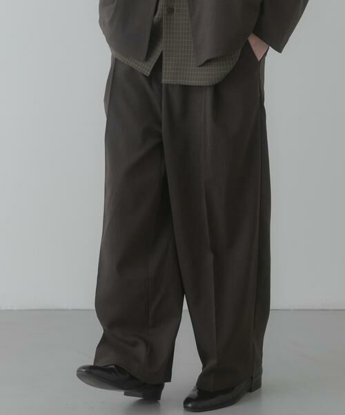 SENSE OF PLACE by URBAN RESEARCH / センスオブプレイス バイ アーバンリサーチ その他パンツ | 『イージーケア/速乾』リネンライクタックワイドスラックス（チャコールグレー）