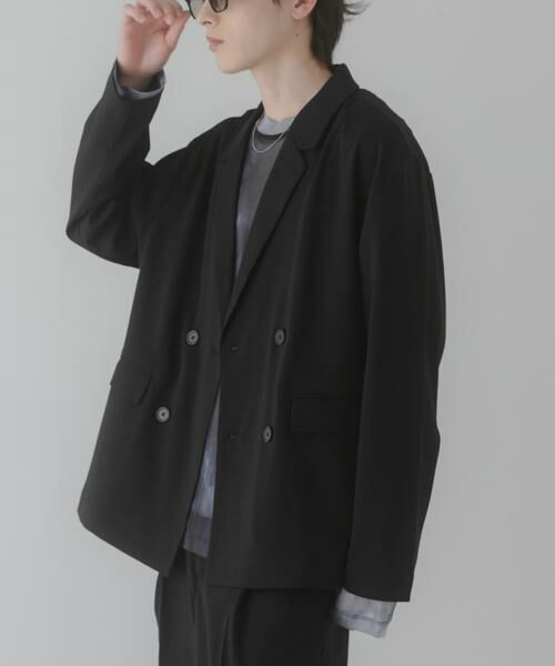 SENSE OF PLACE by URBAN RESEARCH / センスオブプレイス バイ アーバンリサーチ その他アウター | 『イージーケア/速乾』リネンライクダブルテーラードジャケット（ブラック）