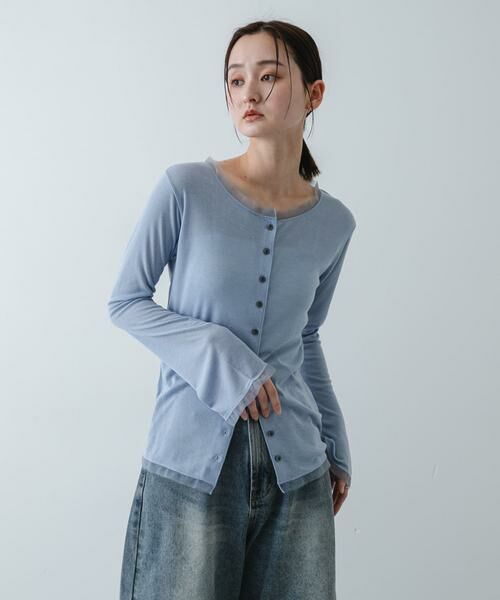 SENSE OF PLACE by URBAN RESEARCH / センスオブプレイス バイ アーバンリサーチ カーディガン・ボレロ | チュールシアーレイヤードカットカーディガン | 詳細1