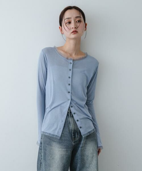 SENSE OF PLACE by URBAN RESEARCH / センスオブプレイス バイ アーバンリサーチ カーディガン・ボレロ | チュールシアーレイヤードカットカーディガン | 詳細2