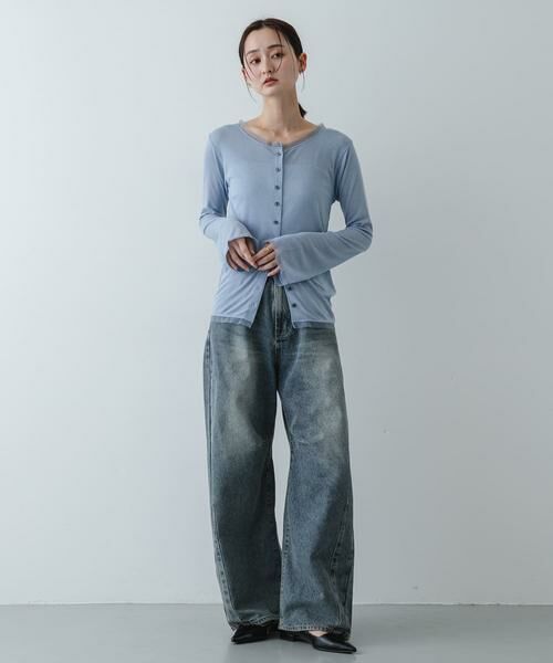 SENSE OF PLACE by URBAN RESEARCH / センスオブプレイス バイ アーバンリサーチ カーディガン・ボレロ | チュールシアーレイヤードカットカーディガン | 詳細5