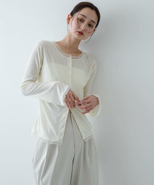 SENSE OF PLACE by URBAN RESEARCH / センスオブプレイス バイ アーバンリサーチ カーディガン・ボレロ | チュールシアーレイヤードカットカーディガン | 詳細13