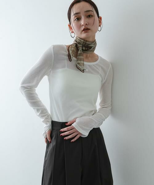 SENSE OF PLACE by URBAN RESEARCH / センスオブプレイス バイ アーバンリサーチ Tシャツ | Uネックピスネームシアートップ（オフホワイト）