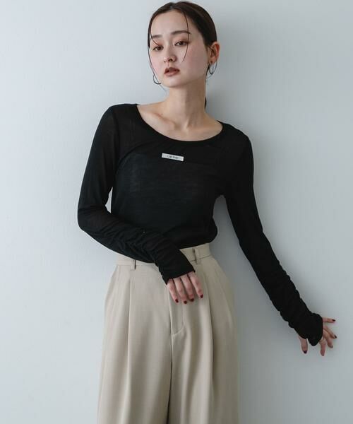 SENSE OF PLACE by URBAN RESEARCH / センスオブプレイス バイ アーバンリサーチ Tシャツ | Uネックピスネームシアートップ（ブラック）