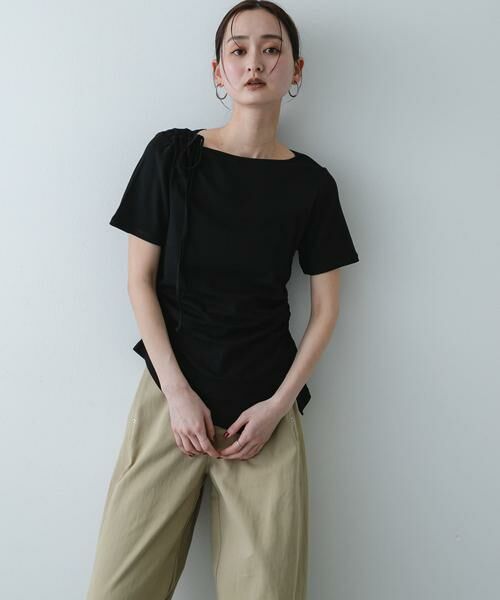 SENSE OF PLACE by URBAN RESEARCH / センスオブプレイス バイ アーバンリサーチ Tシャツ | アシメデザインTシャツ(半袖)（ブラック）