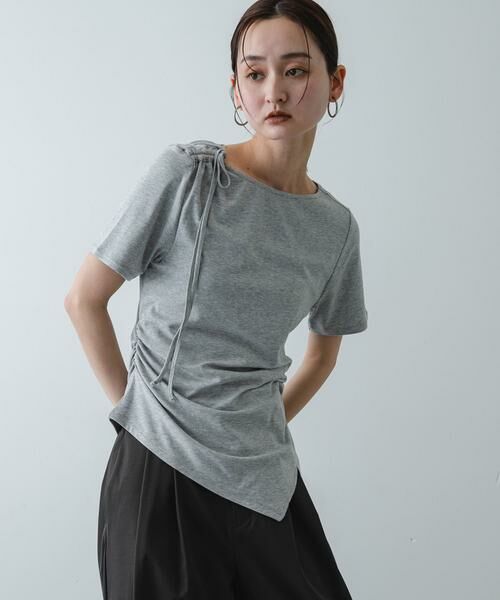 SENSE OF PLACE by URBAN RESEARCH / センスオブプレイス バイ アーバンリサーチ Tシャツ | アシメデザインTシャツ(半袖)（グレー）