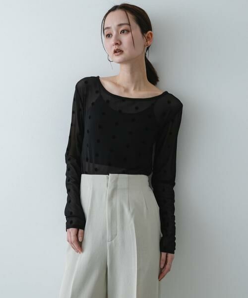 SENSE OF PLACE by URBAN RESEARCH / センスオブプレイス バイ アーバンリサーチ Tシャツ | モチーフシアーカットトップ（ブラック）