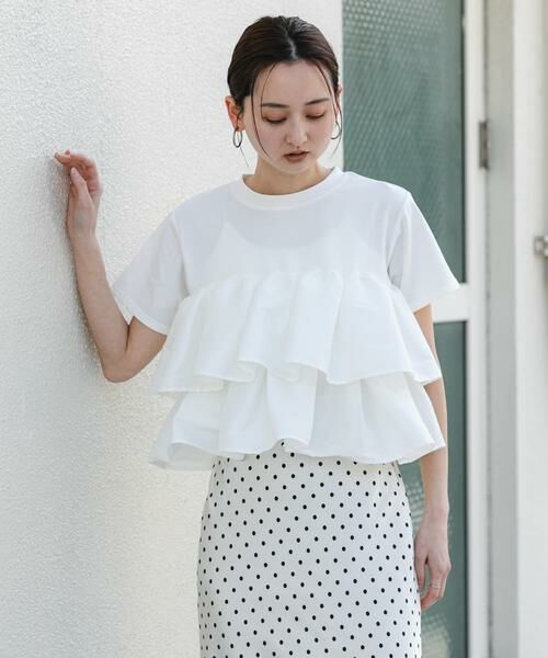 SENSE OF PLACE by URBAN RESEARCH / センスオブプレイス バイ アーバンリサーチ Tシャツ | シャイニーフリルドッキングカットトップ | 詳細1