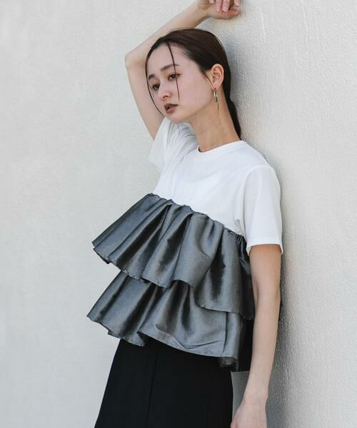 SENSE OF PLACE by URBAN RESEARCH / センスオブプレイス バイ アーバンリサーチ Tシャツ | シャイニーフリルドッキングカットトップ | 詳細10