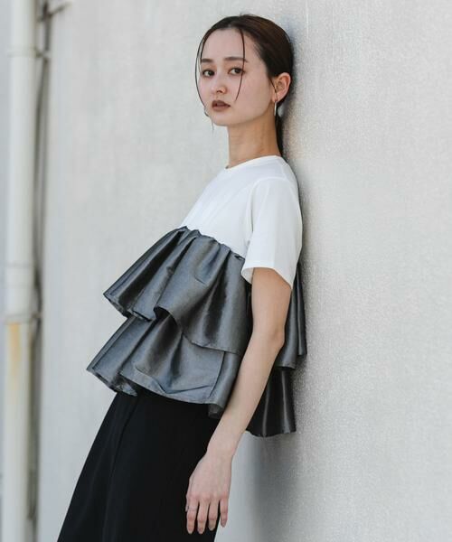 SENSE OF PLACE by URBAN RESEARCH / センスオブプレイス バイ アーバンリサーチ Tシャツ | シャイニーフリルドッキングカットトップ | 詳細11