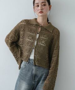 SENSE OF PLACE by URBAN RESEARCH / センスオブプレイス バイ アーバンリサーチ ニット・セーター | 『洗濯可』レースアミエリツキニットカーディガン