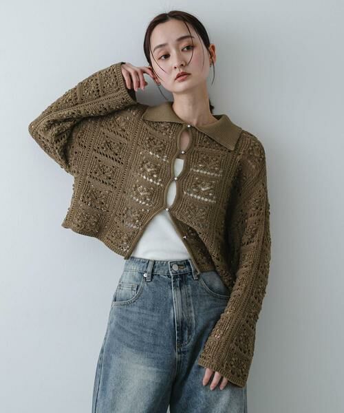 SENSE OF PLACE by URBAN RESEARCH / センスオブプレイス バイ アーバンリサーチ ニット・セーター | 『洗濯可』レースアミエリツキニットカーディガン | 詳細2