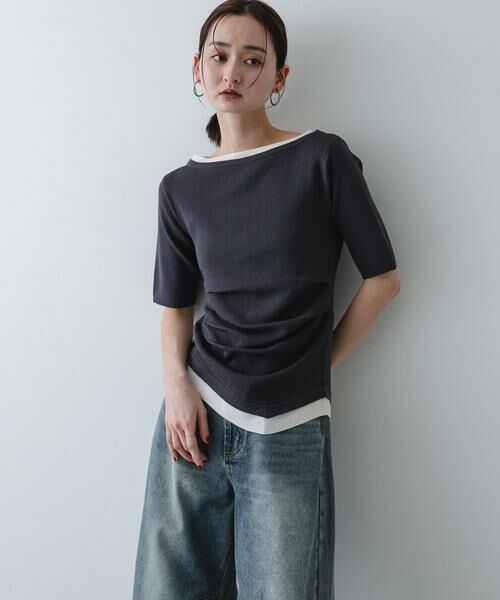 SENSE OF PLACE by URBAN RESEARCH / センスオブプレイス バイ アーバンリサーチ ニット・セーター | 『洗濯可』レイヤードアシメセーター（チャコールグレー）