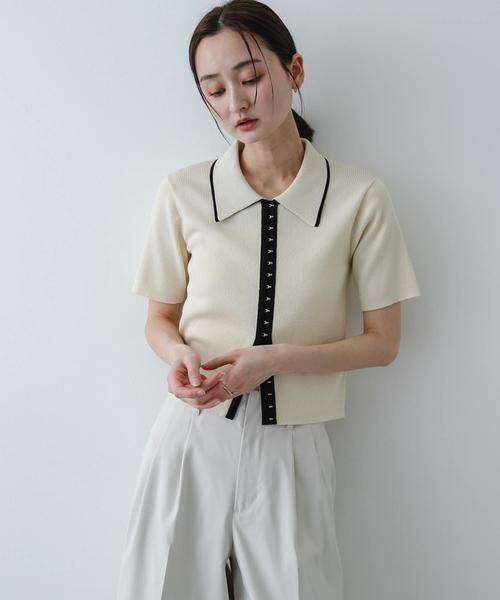 SENSE OF PLACE by URBAN RESEARCH / センスオブプレイス バイ アーバンリサーチ ニット・セーター | バイカラーエリツキホックニット（アイボリー）