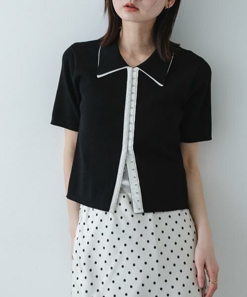 SENSE OF PLACE by URBAN RESEARCH / センスオブプレイス バイ アーバンリサーチ ニット・セーター | バイカラーエリツキホックニット（ブラック）