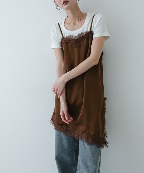 SENSE OF PLACE by URBAN RESEARCH / センスオブプレイス バイ アーバンリサーチ キャミソール・チューブトップ | サテンレースアシメキャミソール | 詳細1