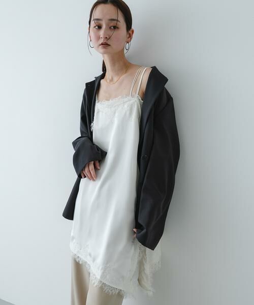 SENSE OF PLACE by URBAN RESEARCH / センスオブプレイス バイ アーバンリサーチ キャミソール・チューブトップ | サテンレースアシメキャミソール | 詳細10