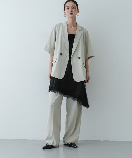 SENSE OF PLACE by URBAN RESEARCH / センスオブプレイス バイ アーバンリサーチ キャミソール・チューブトップ | サテンレースアシメキャミソール（ブラック）