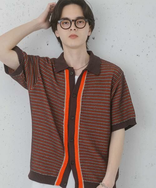 SENSE OF PLACE by URBAN RESEARCH / センスオブプレイス バイ アーバンリサーチ ニット・セーター | 『洗濯可』ペーパータッチMIXショートスリーブニットシャツ | 詳細1