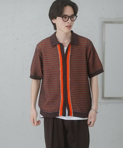 SENSE OF PLACE by URBAN RESEARCH / センスオブプレイス バイ アーバンリサーチ ニット・セーター | 『洗濯可』ペーパータッチMIXショートスリーブニットシャツ | 詳細4