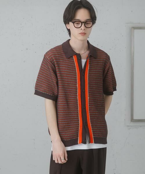 SENSE OF PLACE by URBAN RESEARCH / センスオブプレイス バイ アーバンリサーチ ニット・セーター | 『洗濯可』ペーパータッチMIXショートスリーブニットシャツ | 詳細5