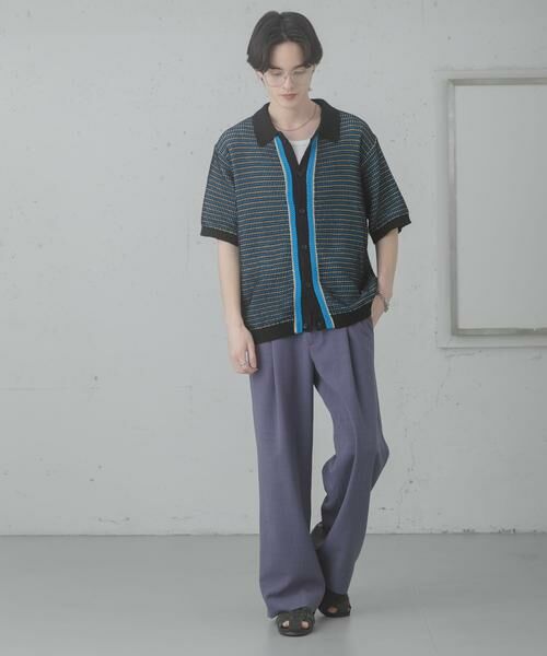 SENSE OF PLACE by URBAN RESEARCH / センスオブプレイス バイ アーバンリサーチ ニット・セーター | 『洗濯可』ペーパータッチMIXショートスリーブニットシャツ | 詳細18