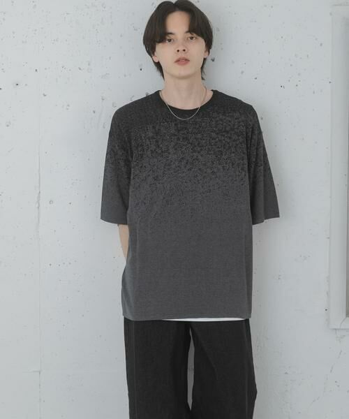 SENSE OF PLACE by URBAN RESEARCH / センスオブプレイス バイ アーバンリサーチ ニット・セーター | 『洗濯可』エクストラルーズスプラッシュニットTシャツ（ブラック）
