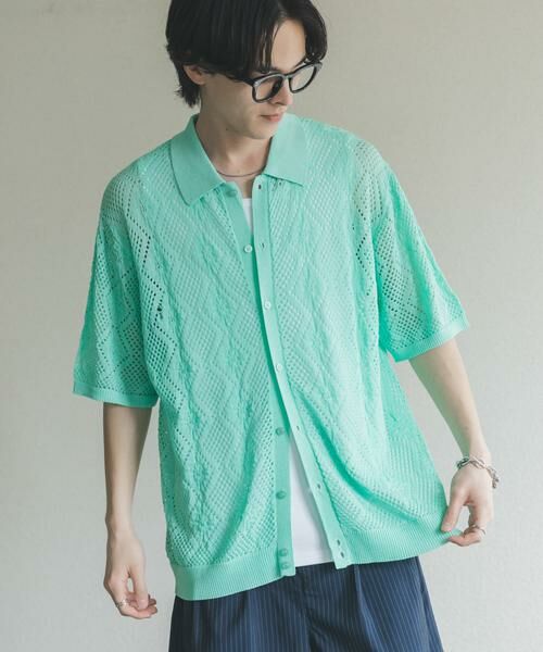 SENSE OF PLACE by URBAN RESEARCH / センスオブプレイス バイ アーバンリサーチ カーディガン・ボレロ | ドライタッチメッシュシャツカーディガン | 詳細4