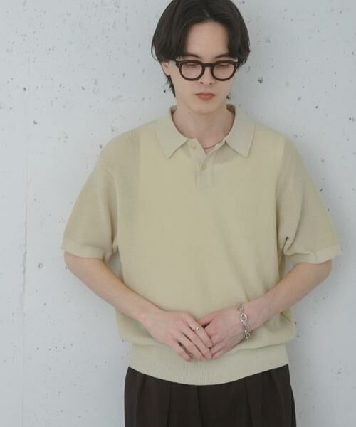 SENSE OF PLACE by URBAN RESEARCH / センスオブプレイス バイ アーバンリサーチ ニット・セーター | 『洗濯可』エアリーメランジニットポロシャツ（アイボリー）