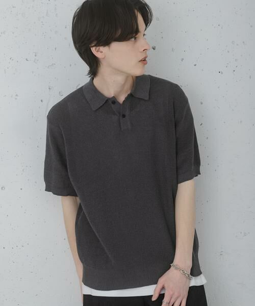 SENSE OF PLACE by URBAN RESEARCH / センスオブプレイス バイ アーバンリサーチ ニット・セーター | 『洗濯可』エアリーメランジニットポロシャツ（チャコールグレー）