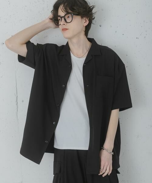 SENSE OF PLACE by URBAN RESEARCH / センスオブプレイス バイ アーバンリサーチ シャツ・ブラウス | 『速乾』ドライタッチオープンカラールーズショートスリーブシャツ（ブラック）