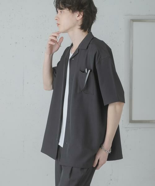 SENSE OF PLACE by URBAN RESEARCH / センスオブプレイス バイ アーバンリサーチ シャツ・ブラウス | 『速乾』ドライタッチオープンカラールーズショートスリーブシャツ（チャコールグレー）