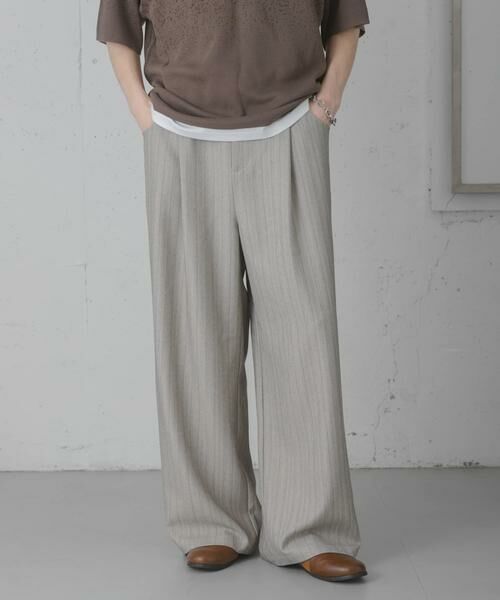 SENSE OF PLACE by URBAN RESEARCH / センスオブプレイス バイ アーバンリサーチ その他パンツ | ピンストライプタックワイドスラックス | 詳細27