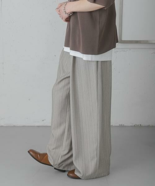 SENSE OF PLACE by URBAN RESEARCH / センスオブプレイス バイ アーバンリサーチ その他パンツ | ピンストライプタックワイドスラックス | 詳細30