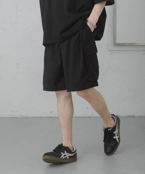 SENSE OF PLACE by URBAN RESEARCH / センスオブプレイス バイ アーバンリサーチ ショート・ハーフ・半端丈パンツ | ワイドカーゴショートパンツ（ブラック）