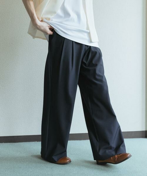 SENSE OF PLACE by URBAN RESEARCH / センスオブプレイス バイ アーバンリサーチ その他パンツ | 『速乾』ドライタッチ2タックワイドパンツ（ネイビー）